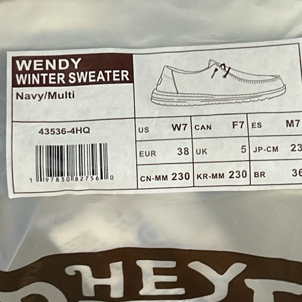 Hey Dude Wendy Winter Sweater Womens 7 Navy Blue Ugly Slip On Shoes 43536-4HQ - Picture 9 of 10